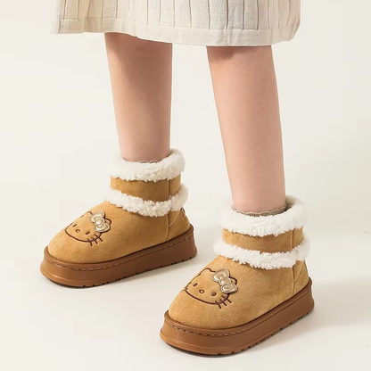 Cartoon Anime Cute Kitty Cotton Shoes – Thick-Soled Warm Winter Outdoor Boots for Girls