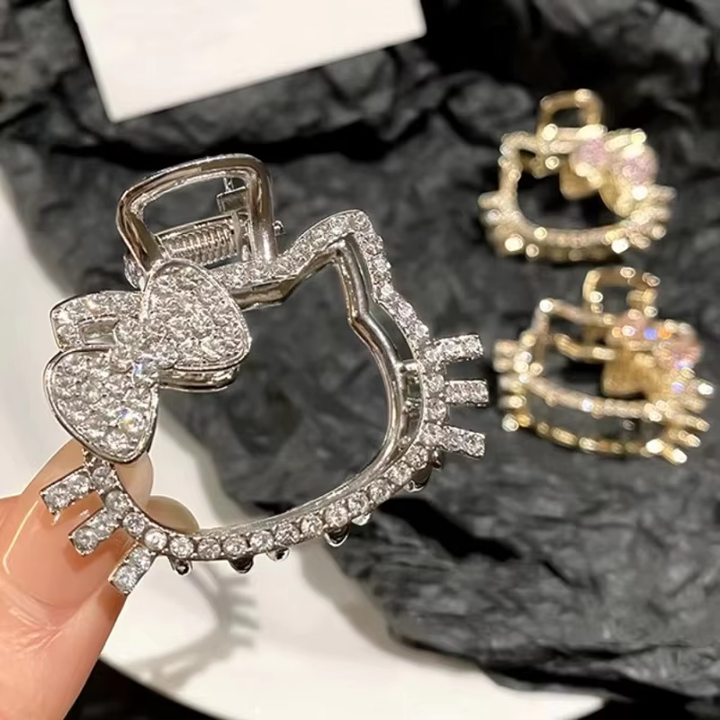 Kitty Crystal Hair Clip - Y2K Cartoon Hairpin & Accessories