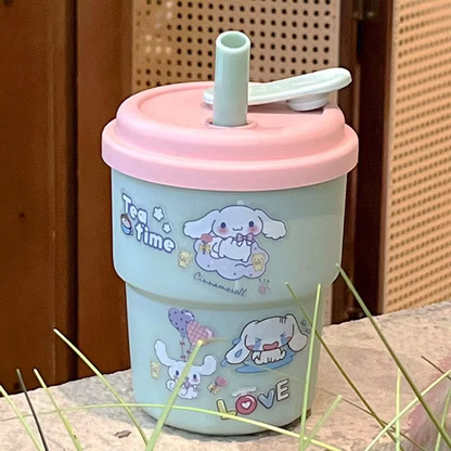 Cute Sanrio Hello Kitty & Cinnamoroll Kawaii Straw Cup – With Stickers