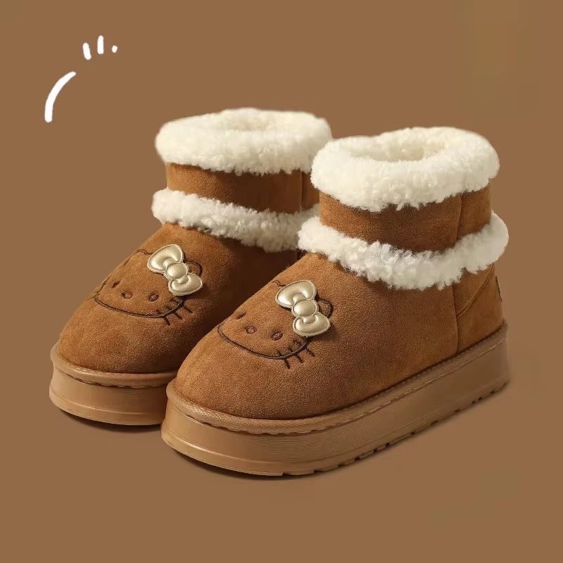 Cartoon Anime Cute Kitty Cotton Shoes – Thick-Soled Warm Winter Outdoor Boots for Girls