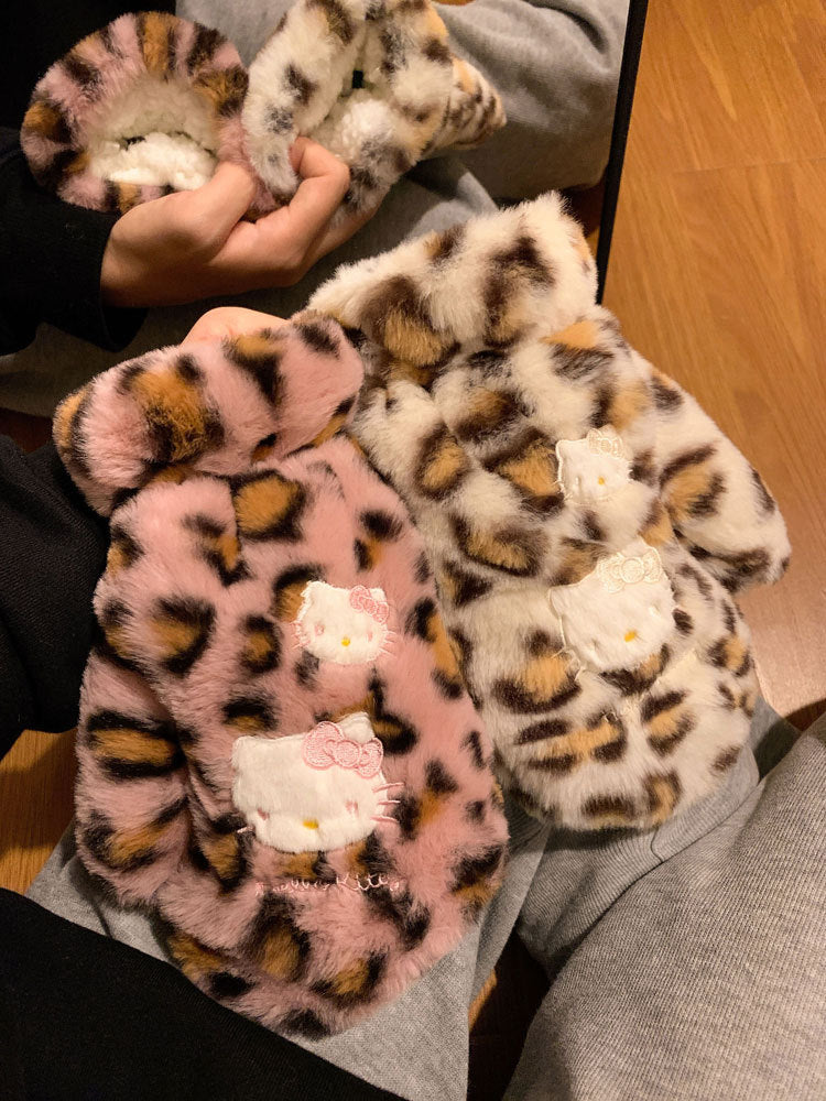 New leopard plush gloves - velvet warm