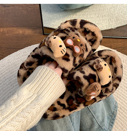 Y2K H. Kitty Leopard Plush Slipper