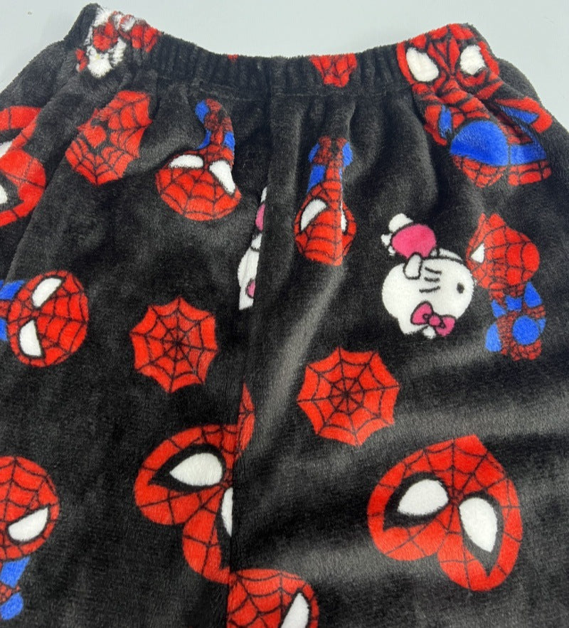 Cotton Velvet H.Kitty x Spider-man Loose Pajama Pants