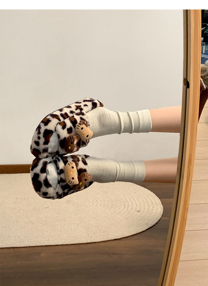 Y2K H. Kitty Leopard Plush Slipper