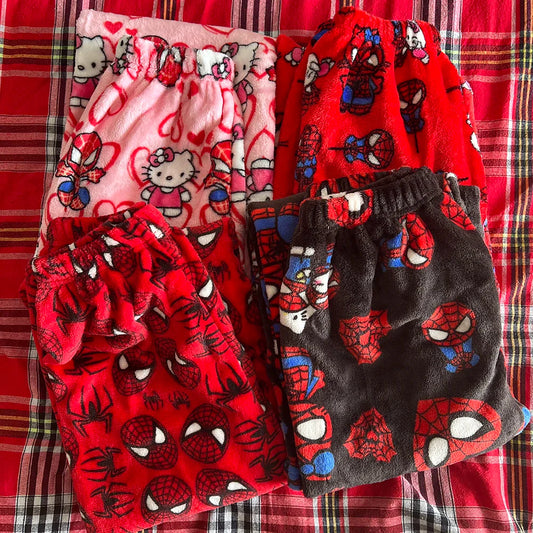 Cotton Velvet H.Kitty x Spider-man Loose Pajama Pants