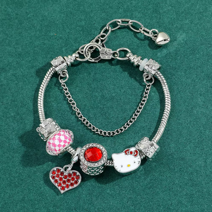 Kitty Pink Beaded Bracelet - Cute Anime-Inspired Fashion Jewelry Gift