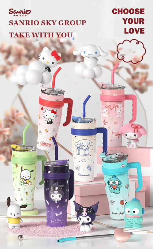 Sanrio Family Thermos Big MAC Straw Cup – Hello Kitty, Kuromi & Friends