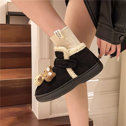 HK Plush Snow Boots – Cute Cartoon Short Boots, Warm & Cozy Girl's Gift