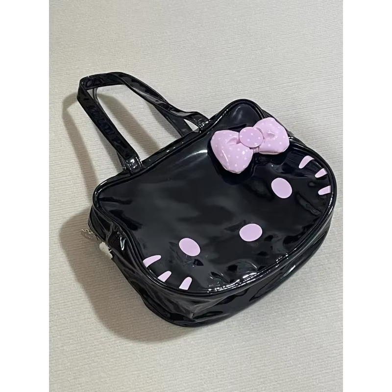 HK Leather Shoulder Bag - Cute Bow Harajuku Fashion Tote for Women