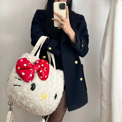 HK Plush Shoulder Bag - Soft & Fluffy Large Capacity Kawaii Tote for Women