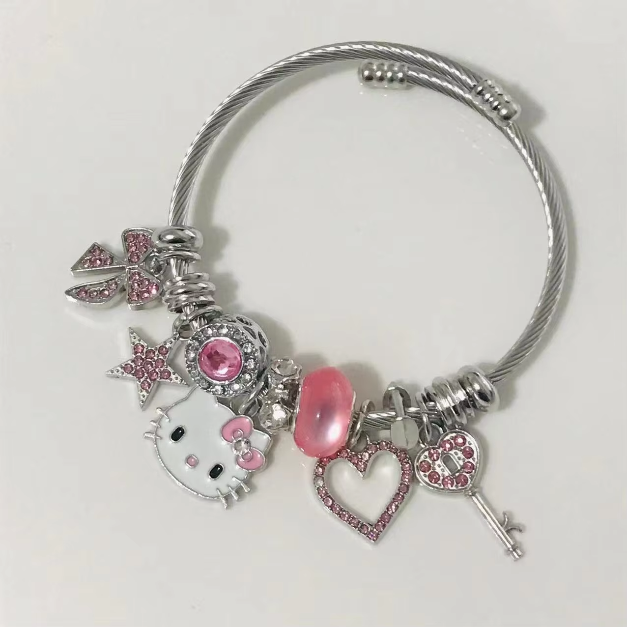 Kitty Pink Beaded Bracelet - Cute Anime-Inspired Fashion Jewelry Gift