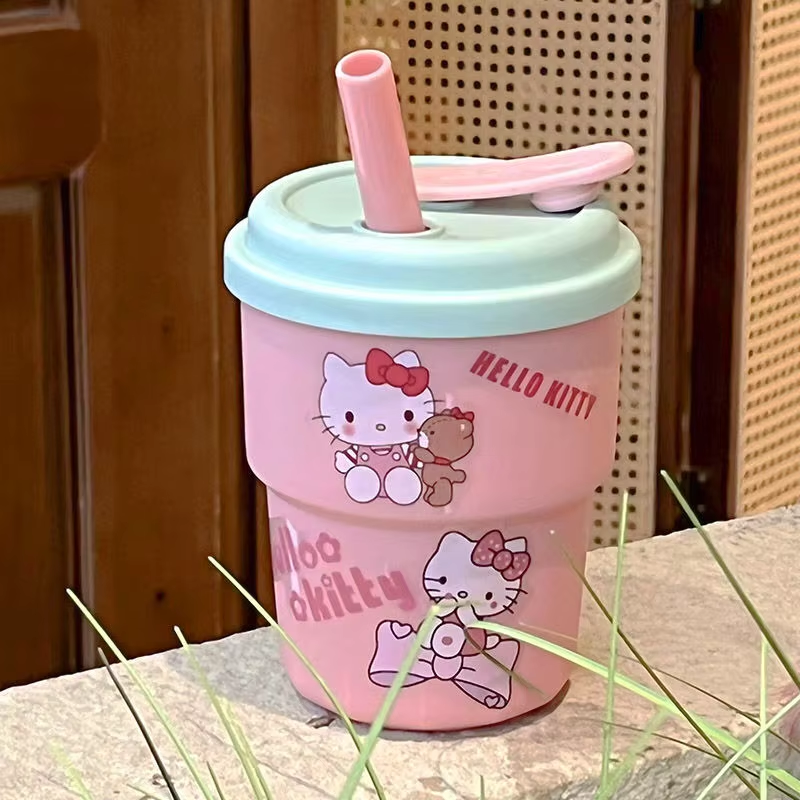 Cute Sanrio Hello Kitty & Cinnamoroll Kawaii Straw Cup – With Stickers