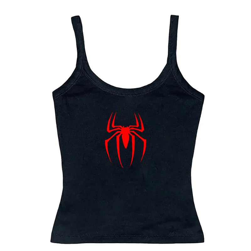 Y2k Tank Top Spider Printed