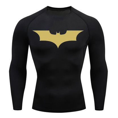 Compression Long Sleeve Shirt - Bat Pattern Printed , Quick-drying