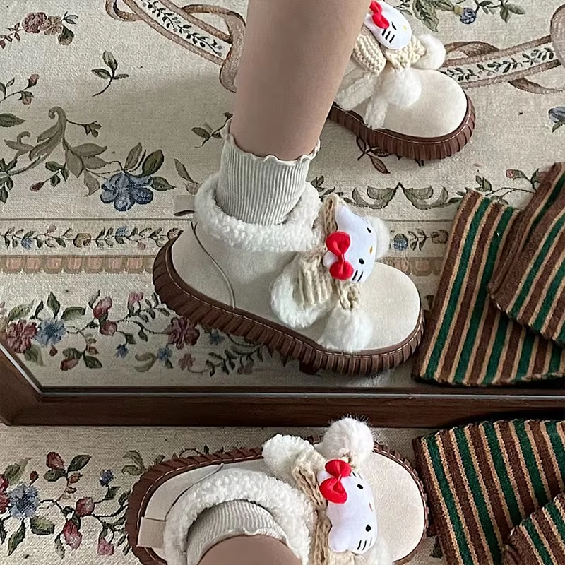 2024 Kitty Snow Boots – Cute Y2K Woolen Cotton Shoes, Perfect Gift for Kids