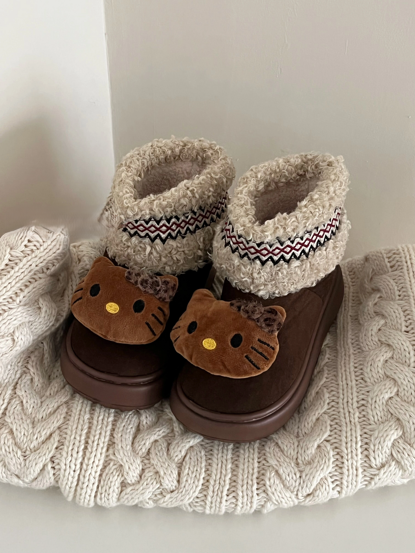 Kitty Anime Snow Boots – Warm, Thick-Soled, Anti-Slip Short Boots for Girls