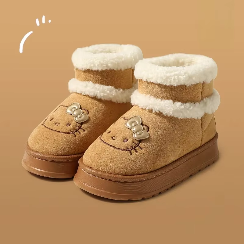 Cartoon Anime Cute Kitty Cotton Shoes – Thick-Soled Warm Winter Outdoor Boots for Girls