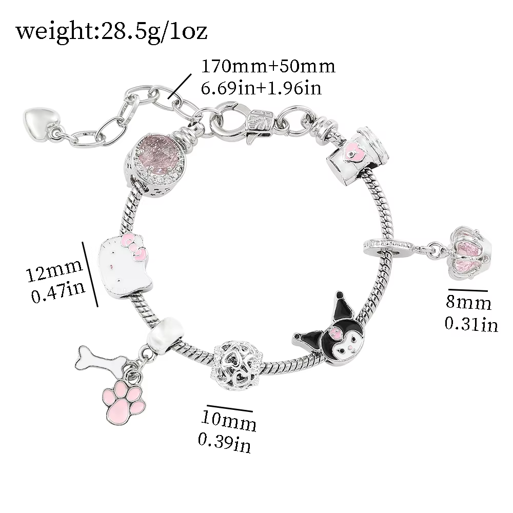 HK Gold Plated Bracelet with Charms - High-Quality Kawaii Jewelry for Women & Girls