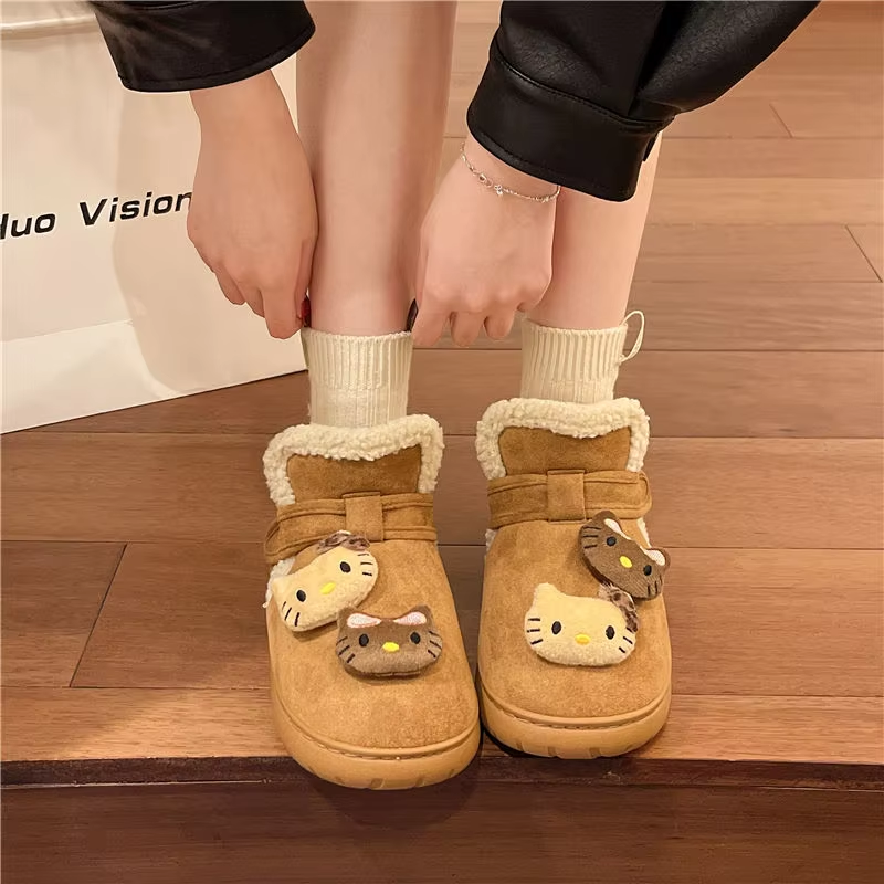 HK Plush Snow Boots – Cute Cartoon Short Boots, Warm & Cozy Girl's Gift