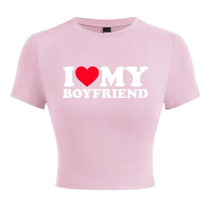 'I Love My Boyfriend' Graphic Tee – Soft, Stylish & Comfy Casual T-Shirt for Women