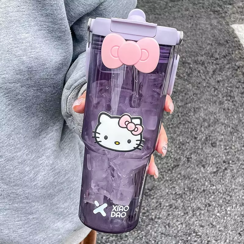 Hello Kitty Large Capacity Sports Bottle – Cute & Portable Straw Cup