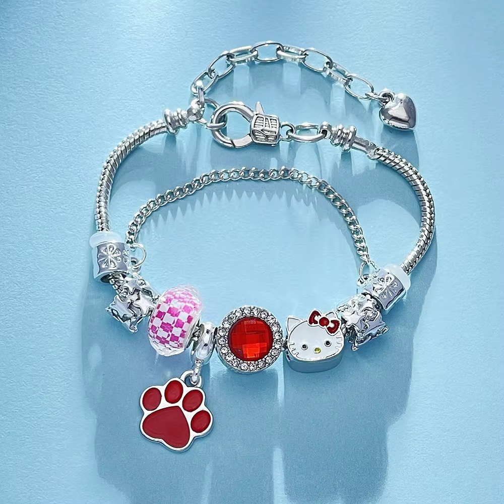 Kitty Pink Beaded Bracelet - Cute Anime-Inspired Fashion Jewelry Gift