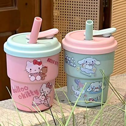 Cute Sanrio Hello Kitty & Cinnamoroll Kawaii Straw Cup – With Stickers