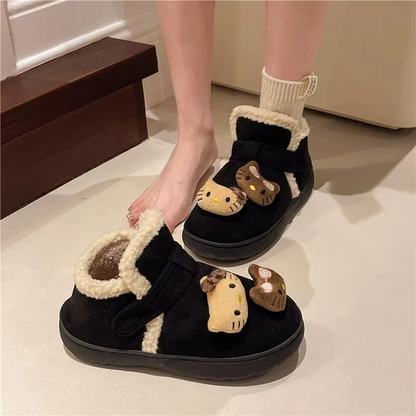 HK Plush Snow Boots – Cute Cartoon Short Boots, Warm & Cozy Girl's Gift