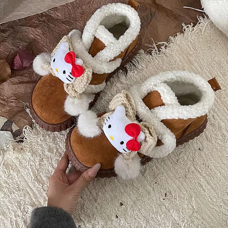 2024 Kitty Snow Boots – Cute Y2K Woolen Cotton Shoes, Perfect Gift for Kids