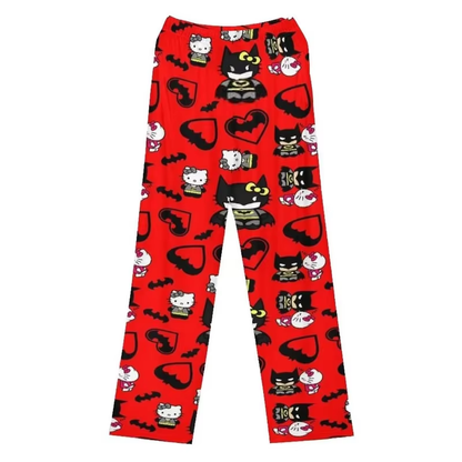 Cartoon Lounge Pants – Kitty, Spider-Man, Bat-man Pajama Trousers for Women & Girls