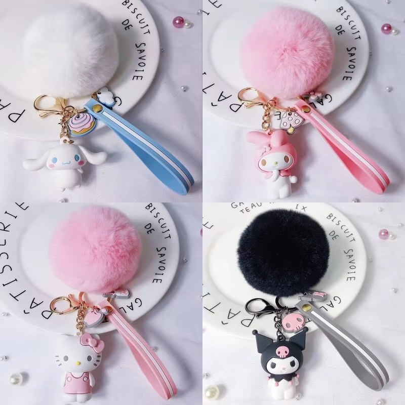 Kitty & Friends Keychain - Cute Kuromi, Melody & Cinnamoroll Pendant Gift