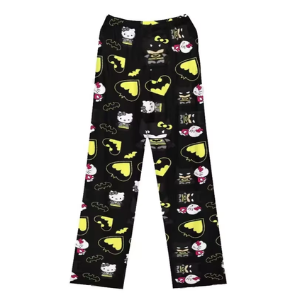 Cartoon Lounge Pants – Kitty, Spider-Man, Bat-man Pajama Trousers for Women & Girls