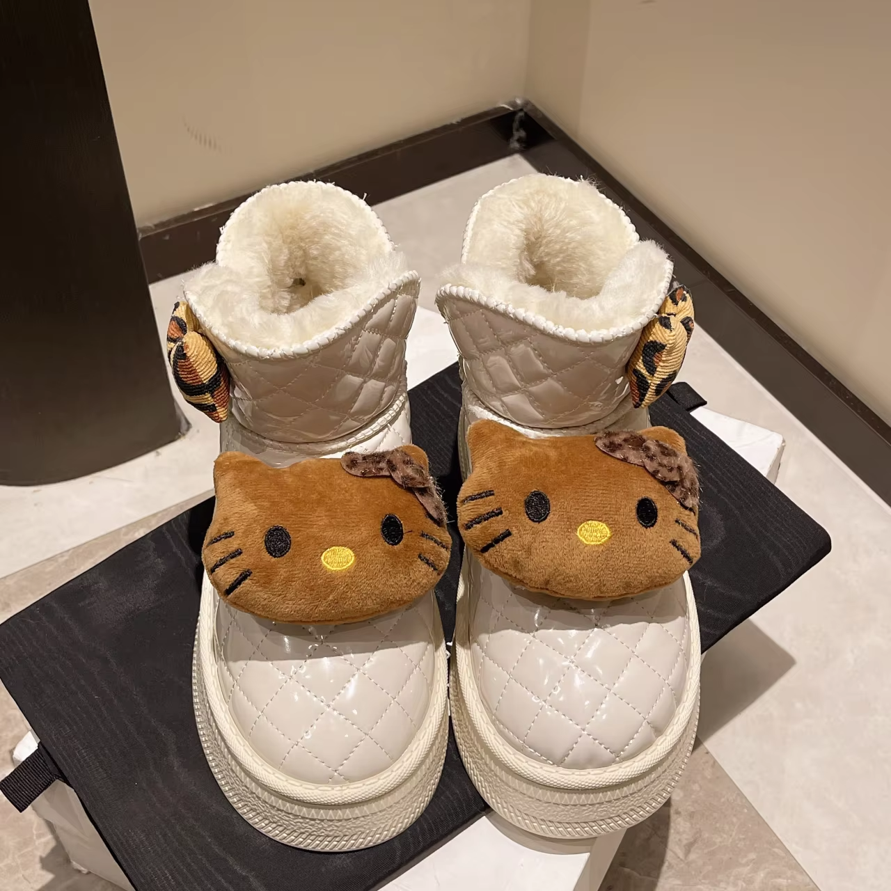 Cute Kitty Platform Snow Boots – Plush Doll Ankle Boots, Warm Cotton Shoes for Autumn/Winter