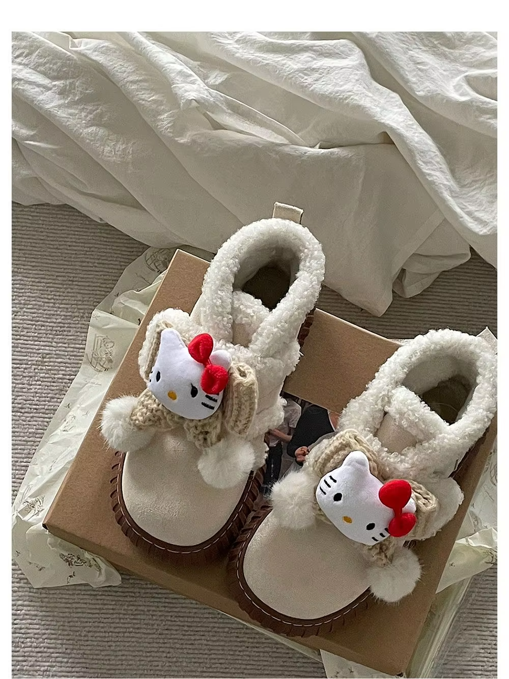 2024 Kitty Snow Boots – Cute Y2K Woolen Cotton Shoes, Perfect Gift for Kids