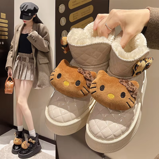 Cute Kitty Platform Snow Boots – Plush Doll Ankle Boots, Warm Cotton Shoes for Autumn/Winter