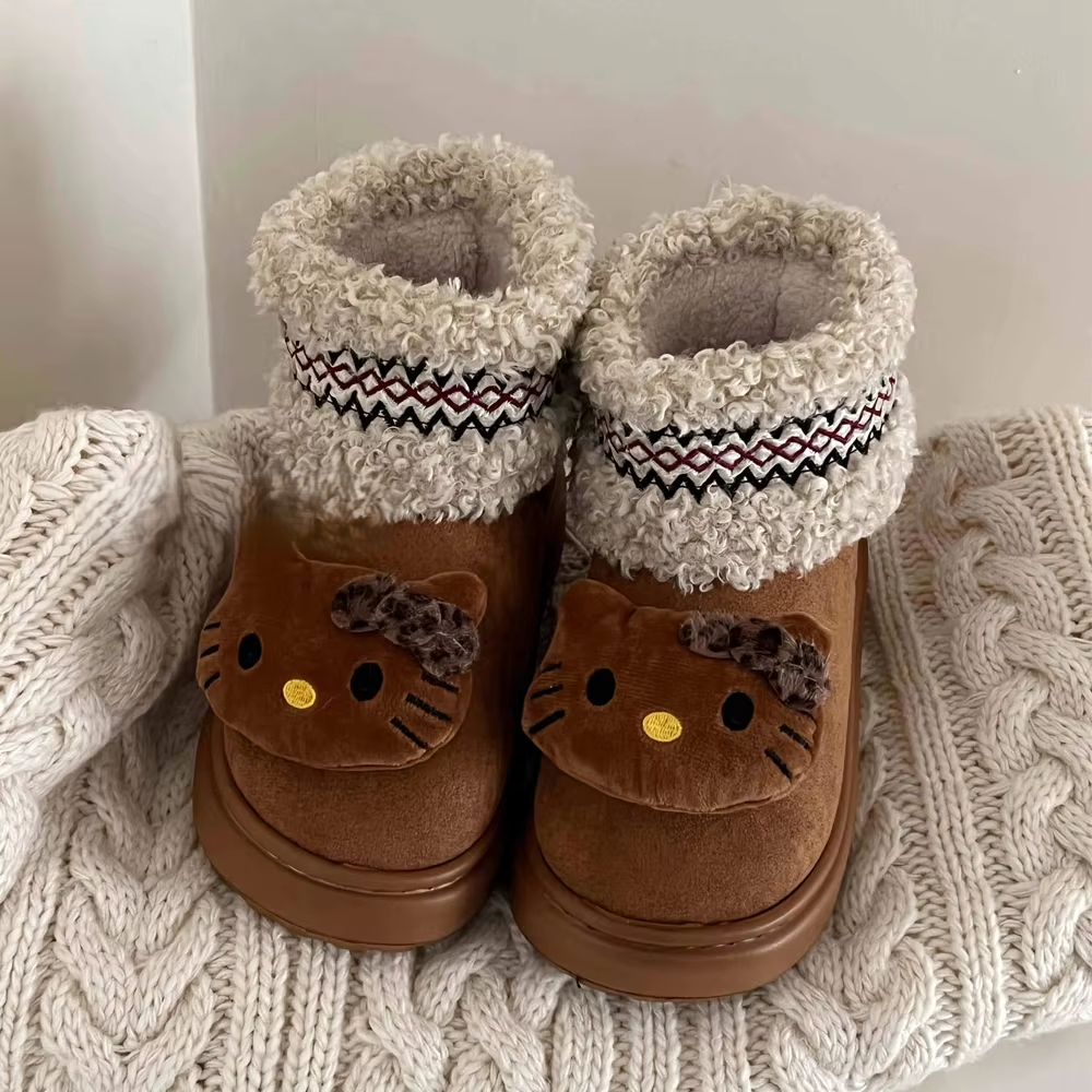 Kitty Anime Snow Boots – Warm, Thick-Soled, Anti-Slip Short Boots for Girls