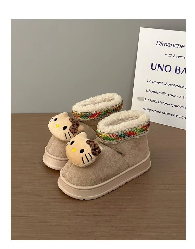 HK Plush Snow Boots – Cute, Warm, Anti-Slip Short Boots for Winter