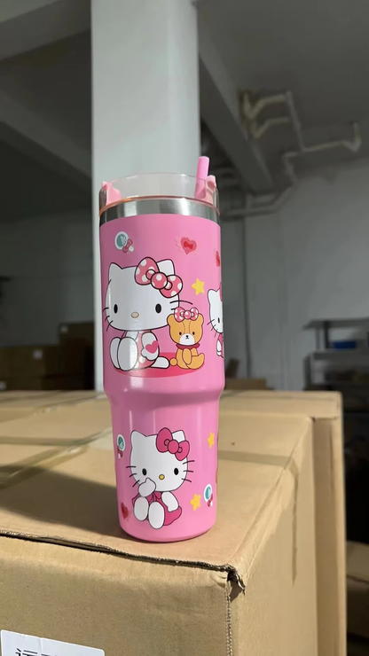 Kitty 900ml Thermos – Sanrio Kuromi & Cinnamoroll High-Capacity Stainless Steel Vacuum Coffee Cup