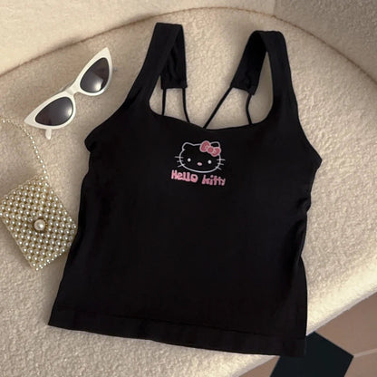 Hello Kitty Cross Back Tank Top with Chest Pads - 3 Variants