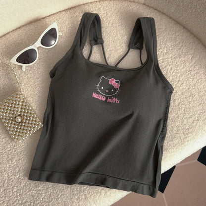 Hello Kitty Cross Back Tank Top with Chest Pads - 3 Variants