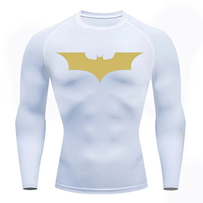 Compression Long Sleeve Shirt - Bat Pattern Printed , Quick-drying